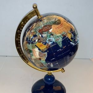 WORLD GLOBE BLUE LAPIS SEMI PRECIOUS GEMSTONE